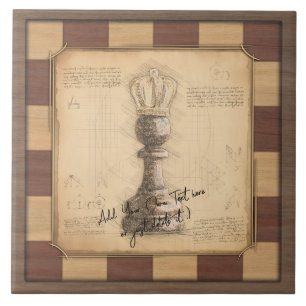 "Pawn King / Queen" Vintages Chessboard Player-Ges Fliese