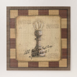 "Pawn King / Queen" Vintages Chessboard Player-Ges Puzzle