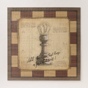 "Pawn King / Queen" Vintages Chessboard Player-Ges Puzzle