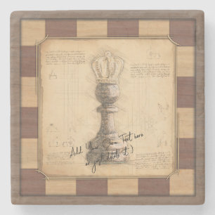 "Pawn King / Queen" Vintages Chessboard Player-Ges Steinuntersetzer