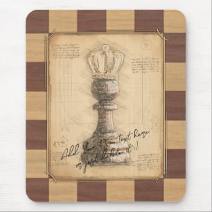"Pawn King / Queen" Vintages Schachgeschenk Mousepad