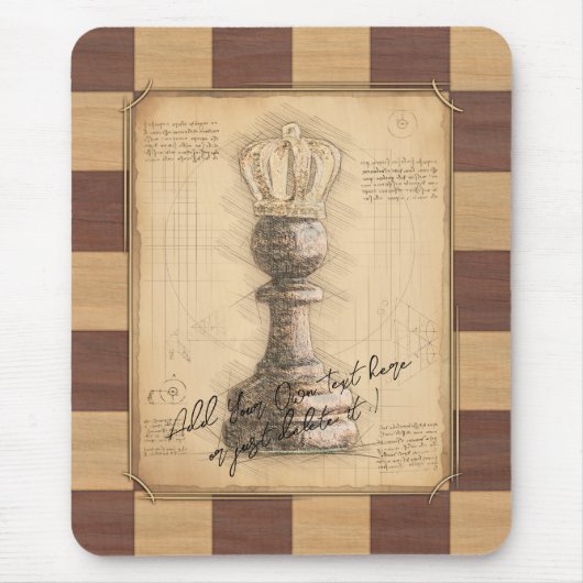 "Pawn King / Queen" Vintages Schachgeschenk Mousepad (Vorne)