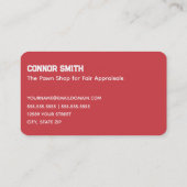 Pawnbroker Pawn Shop Red Visitenkarte (Rückseite)