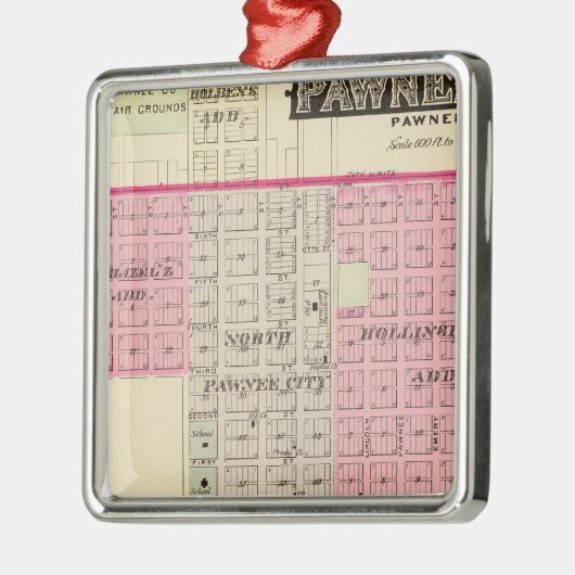 Pawnee-Stadt, Nebraska Silbernes Ornament (Links)