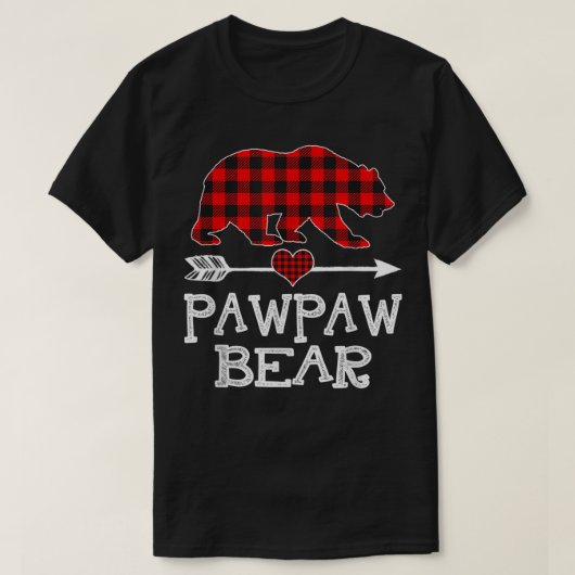 Pawpaw Bär Christmas Pajama Red Kariert Buffalo Fa T-Shirt (Design vorne)