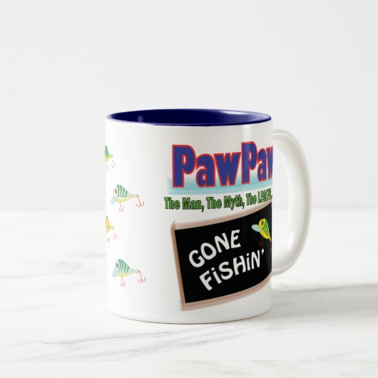 "PawPaw"..das Beste der Welt in "Gone Fishin'.." Zweifarbige Tasse (VorderseiteRechts)