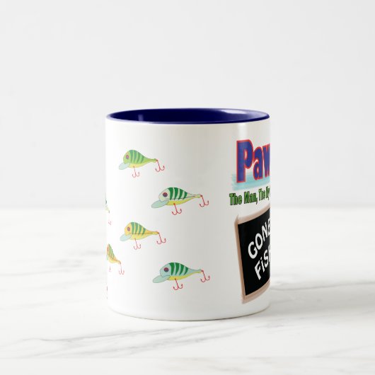 "PawPaw"..das Beste der Welt in "Gone Fishin'.." Zweifarbige Tasse (Mittel)