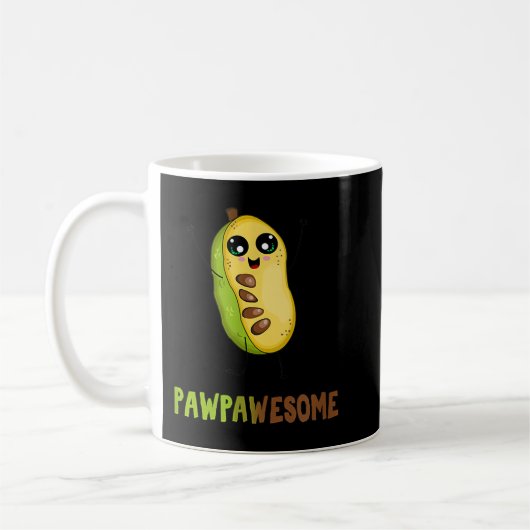 Pawpaw Frucht mit Niedlichem Cartoon Paw Pau Phant Kaffeetasse (Links)
