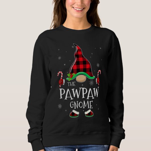 Pawpaw Gnome Buffalo Plaid Matching Family Christm Sweatshirt (Vorderseite)