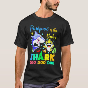 Pawpaw of the Birthday Boy Shark Blue Yellow Doo D T-Shirt