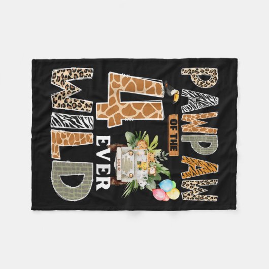 Pawpaw Of The Four Ever Wild Safari 4th Birthday B Fleecedecke (Vorderseite (Horizontal))