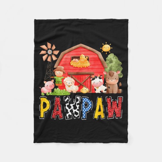 Pawpaw Red Farm Cow Birthday Boy Matching Family P Fleecedecke (Vorderseite)