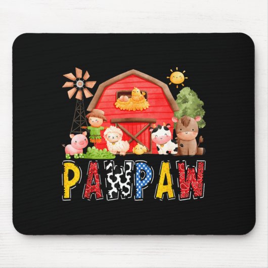 Pawpaw Red Farm Cow Birthday Boy Matching Family P Mousepad (Vorne)
