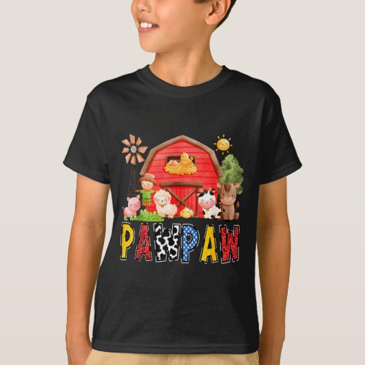 Pawpaw Red Farm Cow Birthday Boy Matching Family P T-Shirt (Vorderseite)
