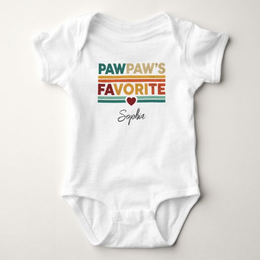 Pawpaw's Favorite Retro Simple Modern Script Name Baby Strampler (Vorderseite)