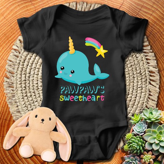 Pawpaws Sweetheart Kawaii Narwhal Baby Strampler