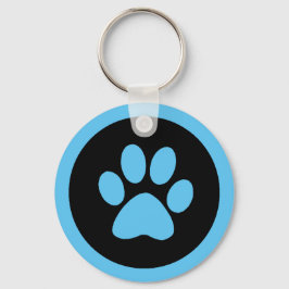 Pawprint Button-Schlüsselanhänger in Blau und Schw Schlüsselanhänger