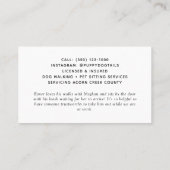 Pawprint Dog Walker Pet Sitter Visitenkarte (Rückseite)