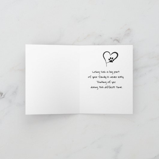 Pawprint Heart for Pet Loss Beileid Karte (Innenseite)