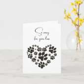 Pawprint Heart for Pet Loss Beileid Karte (Gelbe Blume)