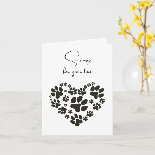 Pawprint Heart for Pet Loss Beileid Karte (Gelbe Blume)