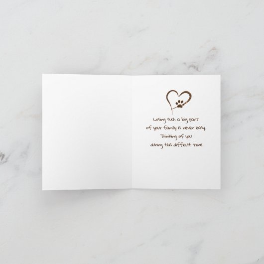 Pawprint Heart for Pet Loss Beileid Karte (Innenseite)