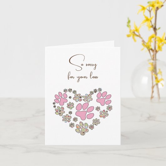 Pawprint Heart for Pet Loss Beileid Karte (Gelbe Blume)