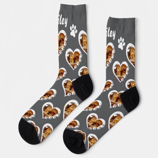 Pawprint Heart Pet Foto Socken (Linkes Detail)