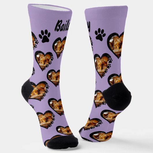 Pawprint Heart Pet Foto Socken (Gewinkelt)