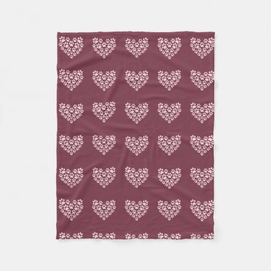 Pawprint Herz Fleecedecke (Vorderseite)