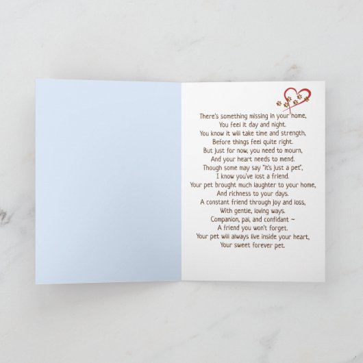 Pawprint Herz für Heimtiere Karte (Innenseite)