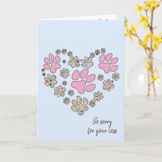 Pawprint Herz für Heimtiere Karte (Gelbe Blume)