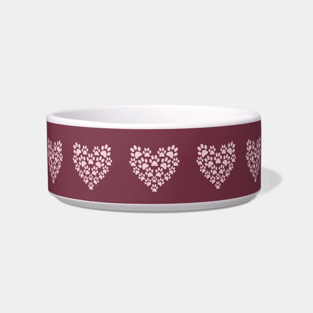 Pawprint Herz Keramik Pet Bowl Napf (Vorderseite)