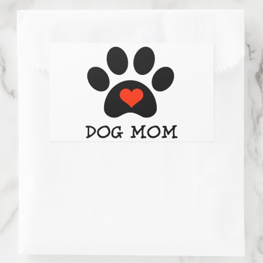 Pawprint Hund-Mama Rechteckiger Aufkleber (Tasche)