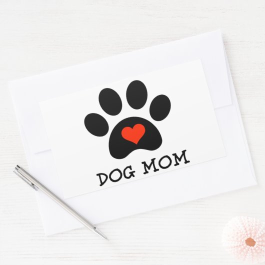 Pawprint Hund-Mama Rechteckiger Aufkleber (Umschlag)