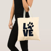Pawprint-Liebe in Schwarz Tragetasche (Vorderseite (Produkt))