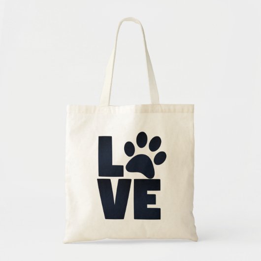 Pawprint-Liebe in Schwarz Tragetasche (Vorne)