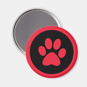 Pawprint Magnet in Rot und Schwarz (Vorderseite/Rückseite)