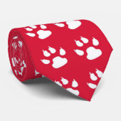 Pawprint Muster (rot u. weiß) Krawatte (Gerollt)