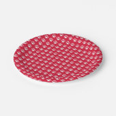 Pawprint Muster (rot u. weiß) Pappteller (Schrägansicht)