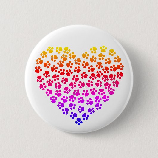 Pawprint Rainbow Heart Button (Vorderseite)