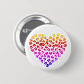Pawprint Rainbow Heart Button (Vorne & Hinten)
