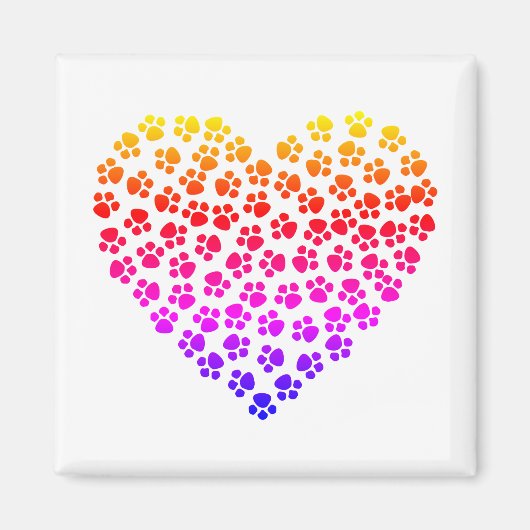 Pawprint Rainbow Heart Magnet (Vorne)