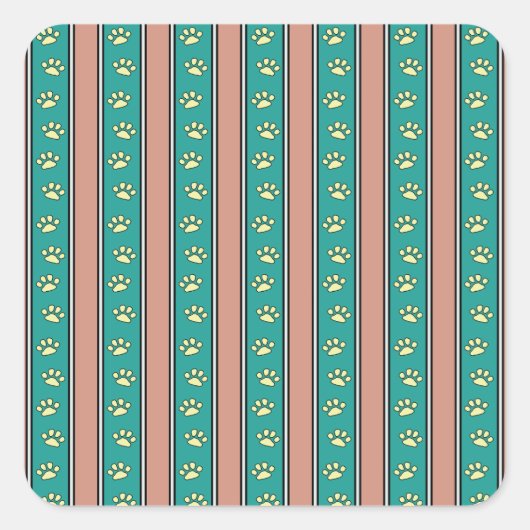 Pawprint Streifen Quadratischer Aufkleber (Vorderseite)