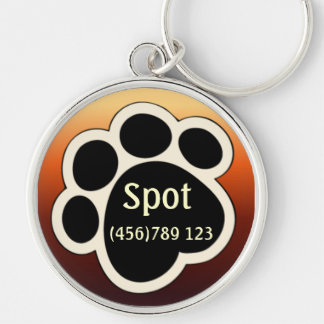 Pawprint TAN u. roter Hund-Identifikations-Umbau Schlüsselanhänger