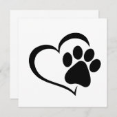 PawPrint und Herzdesign Einladung (Vorne/Hinten)