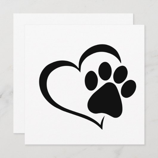 PawPrint und Herzdesign Einladung (Vorne/Hinten)