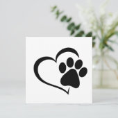 PawPrint und Herzdesign Einladung (Stehend Vorderseite)