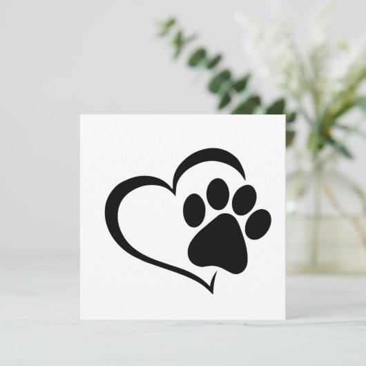 PawPrint und Herzdesign Einladung (Stehend Vorderseite)