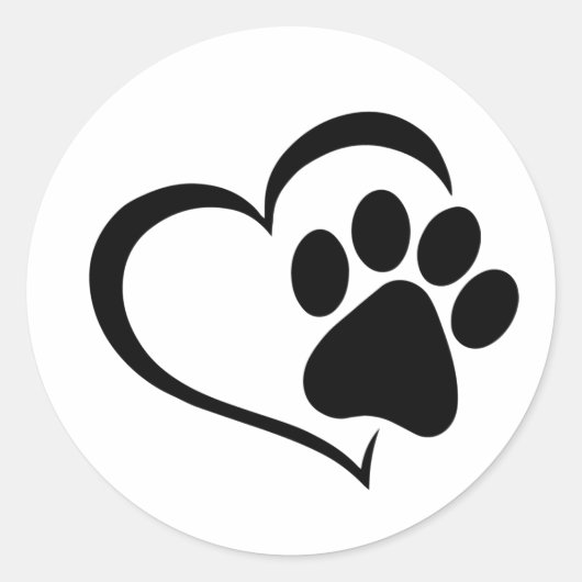 PawPrint und Herzdesign Runder Aufkleber (Vorderseite)